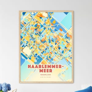 Haarlemmermeer Niederlande Küstenfarben, Kunstkarte Haarlemmermeer Nederland Stadtplan, ein perfektes Geschenk.