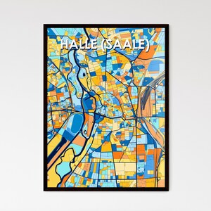 HALLE (SAALE) Deutschland Karte Kunst Poster - lebendige Wand Dekor perfekt für einzigartige Geschenke | Wohnstil!