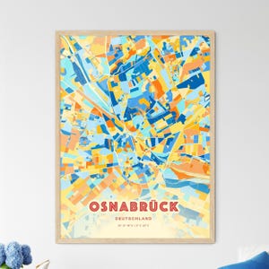 Carte artistique couleurs côtières d'Osnabrück en Allemagne, carte de la ville d'Osnabrück en Allemagne - affiche personnalisable ou téléchargement numérique