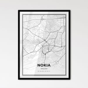 Nokia Finlandia: mapa de ciudad en estilo escandinavo para una decoración moderna del hogar