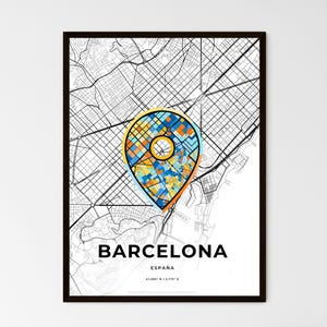 BARCELONA SPANIEN - Landkarte, wo alles begann - Wählen Sie eine von drei Stilen - Personalisierbarer Posterdruck, personalisiertes Geschenk