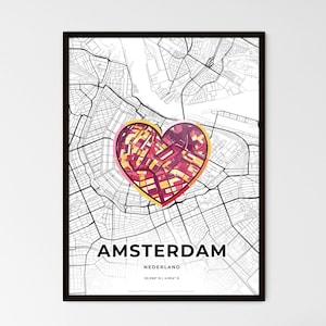 Amsterdam Niederlande Karte - Wählen Sie einen von drei Stilen - Personalisierbarer Posterdruck, personalisiertes Geschenk
