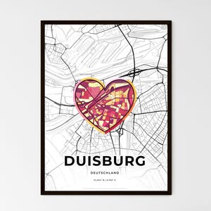 DUISBURG ALLEMAGNE - Carte du lieu où tout a commencé - Choisissez l'un des trois styles proposés - Poster personnalisable, cadeau personnalisé