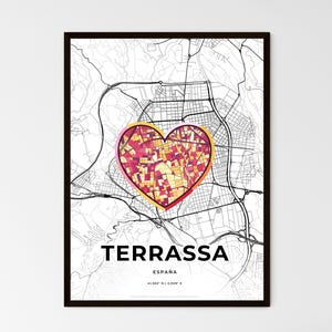 Mapa de Terrassa, España: elija uno de los tres estilos: impresión de póster personalizable, regalo personalizado