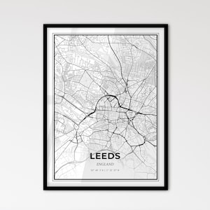 Leeds Angleterre - Plan de la ville de style scandinave pour une décoration intérieure moderne