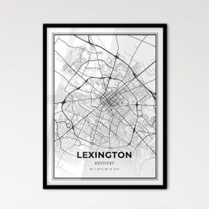 Lexington Kentucky - Stadtplan im skandinavischen Stil für das moderne Wohndekor - schwarz und weiß Poster