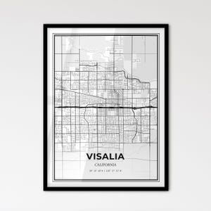 Visalia, Kalifornien - Stadtplan im skandinavischen Stil für das moderne Wohndekor