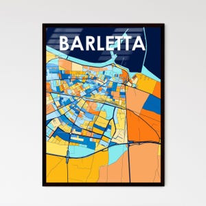 BARLETTA, ITALIE : Poster de carte artistique colorée - Décoration murale unique | Cadeau personnalisable pour les amateurs de décoration intérieure !