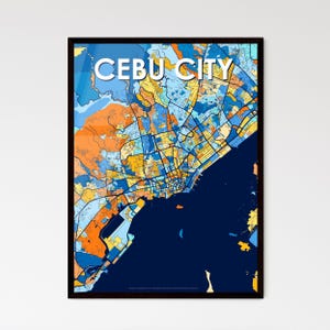 Cebu City Art Map Poster - Lebendiges Wanddekor, einzigartige Geschenkidee für Wohndesign - Personalisieren Sie Ihren Raum!