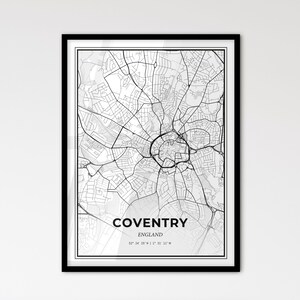 Coventry England: stadsplattegrond in Scandinavische stijl voor modern interieur
