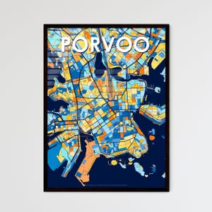 PORVOO, FINNLAND Lebendige Kunst Karte Poster - Einzigartiges Geschenk | Atemberaubende Wanddekoration für personalisierbare Innenräume