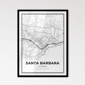 Santa Barbara Kalifornien - Stadtplan im skandinavischen Stil für das moderne Wohndekor