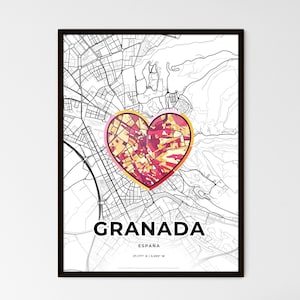 GRANADA SPAGNA – Dove tutto ha avuto inizio mappa - Scegli uno dei tre stili - Stampa poster personalizzabile, regalo personalizzato