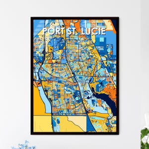 Kunstkaart van Port St. Lucie, FL - Uniek personaliseerbaar muurdecor, perfect cadeau voor huisdecoratie!