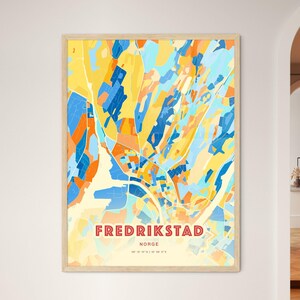 Carte artistique de couleurs côtières de Fredrikstad Norvège, carte de la ville de Fredrikstad Norge - affiche personnalisable ou téléchargement numérique