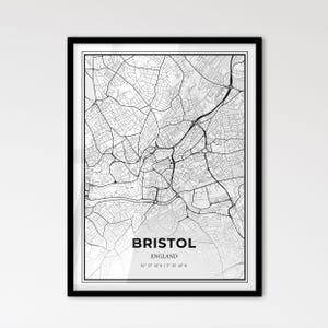 Bristol, Angleterre - Plan de la ville de style scandinave pour une décoration intérieure moderne