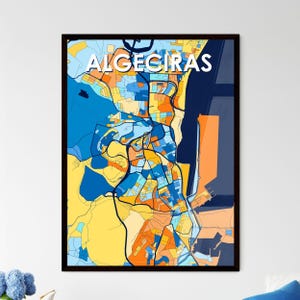 Carte artistique d'Algésiras, Espagne - Décoration murale vibrante pour des cadeaux uniques | Intérieurs de maison élégants