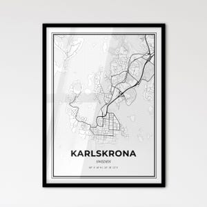 Karlskrona, Suecia: mapa de la ciudad en estilo escandinavo para una decoración moderna del hogar