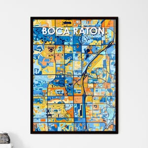 Poster con mappa artistica di Boca Raton: vivace decorazione da parete, idea regalo unica per gli amanti dell'arredamento e dell'arte!