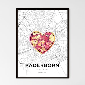 PADERBORN ALLEMAGNE - Carte du lieu où tout a commencé - Choisissez l'un des trois styles proposés - Poster personnalisable, cadeau personnalisé