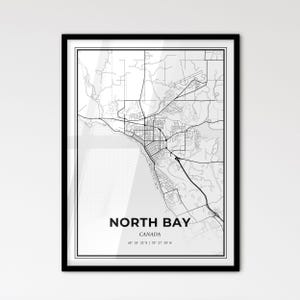 North Bay Canada - Plan de la ville de style scandinave pour une décoration intérieure moderne
