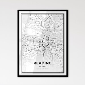 Reading England: stadsplattegrond in Scandinavische stijl voor modern interieur