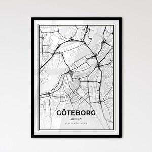 Göteborg, Suède - Plan de la ville de style scandinave pour une décoration intérieure moderne
