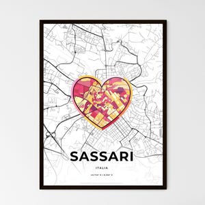 Mappa di Sassari Italia - Scegli uno dei tre stili - Stampa poster personalizzabile, regalo personalizzato