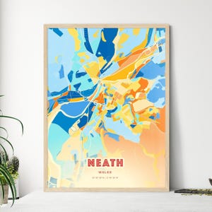 Carte artistique couleurs côtières de Neath Wales
