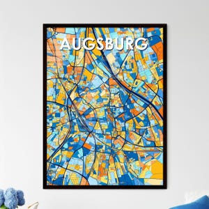 Impression de carte d'art d'Augsbourg en Allemagne - décoration murale vibrante pour la maison, cadeau unique personnalisable pour chaque occasion !