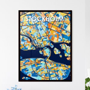 Stockholm Art Map Poster - lebendige, einzigartige Wanddekoration für Zuhause oder perfektes personalisierbares Geschenk für jeden Anlass!