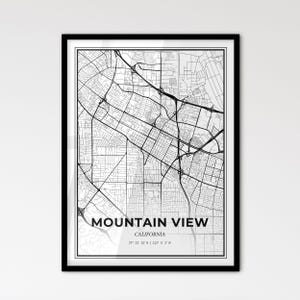 Mountain View California - Plan de la ville de style scandinave pour une décoration intérieure moderne