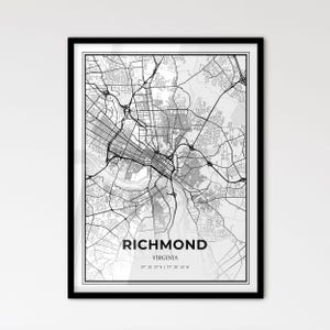 Richmond Virginia - Stadtplan im skandinavischen Stil für das moderne Wohndekor