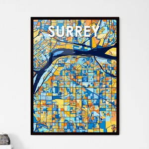 Benutzerdefinierte Surrey Kanada Karte Poster - lebendiger Wandkunst Druck, einzigartiges personalisierbares Geschenk | Atemberaubende Wohnkultur für jeden Raum!