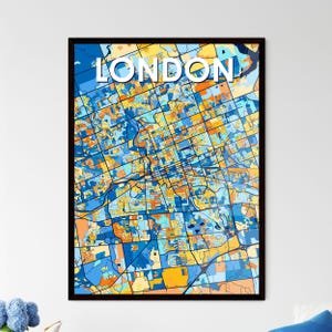 Poster carte de Londres Canada - Impression d'art vibrante pour une décoration d'intérieur unique | Des cadeaux personnalisables bien pensés !