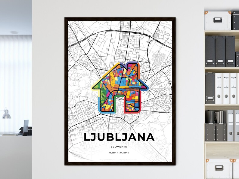 a poster of a house with a map of lubiana