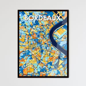 Bordeaux Frankreich Kunst Map Poster - Lebendiges Wanddekor | Einzigartiges Geschenk für Zuhause, Boutique oder persönlichen Stil!
