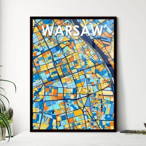 WARSCHAU POLEN Bunte Kunst Karte Poster - Individuelles Wanddekor | Einzigartiges Geschenk für Zuhause, im Büro oder für besondere Anlässe!
