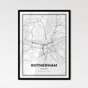 Rotherham England: stadsplattegrond in Scandinavische stijl voor modern interieur