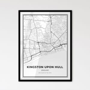 Kingston upon Hull England - Stadtplan im skandinavischen Stil für ein modernes Wohndekor