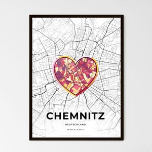 CHEMNITZ GERMANY - Landkarte, wo alles begann - Wählen Sie einen von drei Stilen - Personalisierbarer Posterdruck, personalisiertes Geschenk
