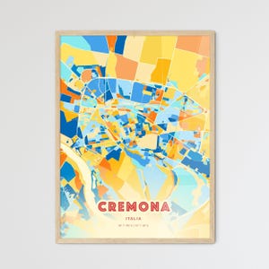 Carte artistique de couleurs côtières de Crémone, Italie, carte de la ville de Crémone, Italie - affiche personnalisable ou téléchargement numérique