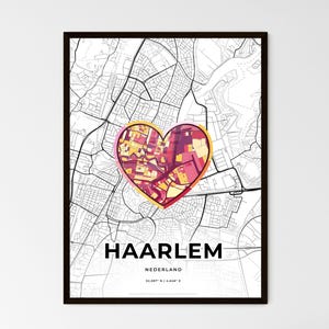 HAARLEM NETHERLANDS - Landkarte, wo alles begann - Wählen Sie einen von drei Stilen - Personalisierbarer Posterdruck, personalisiertes Geschenk