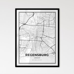 Regensburg Deutschland - Stadtplan im skandinavischen Stil