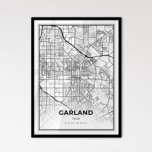 Garland Texas - Stadtplan im skandinavischen Stil für das moderne Wohndekor