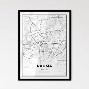 Rauma Finland - Plan de la ville de style scandinave pour une décoration intérieure moderne