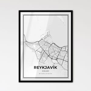Reykjavík, IJsland - stadsplattegrond in Scandinavische stijl voor modern interieur - zwart-witposter