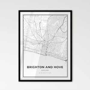 Brighton and Hove England - Stadtplan im skandinavischen Stil für das moderne Wohndekor