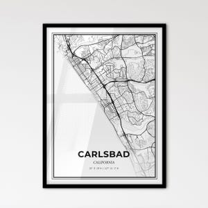 Carlsbad, California: Mapa de la ciudad de estilo escandinavo para una decoración moderna del hogar