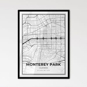 Monterey Park Kalifornien - Stadtplan im skandinavischen Stil für das moderne Wohndekor